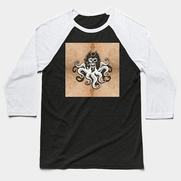 Pirate octopus captain horror skull Baseball T-Shirt by KK-Royal